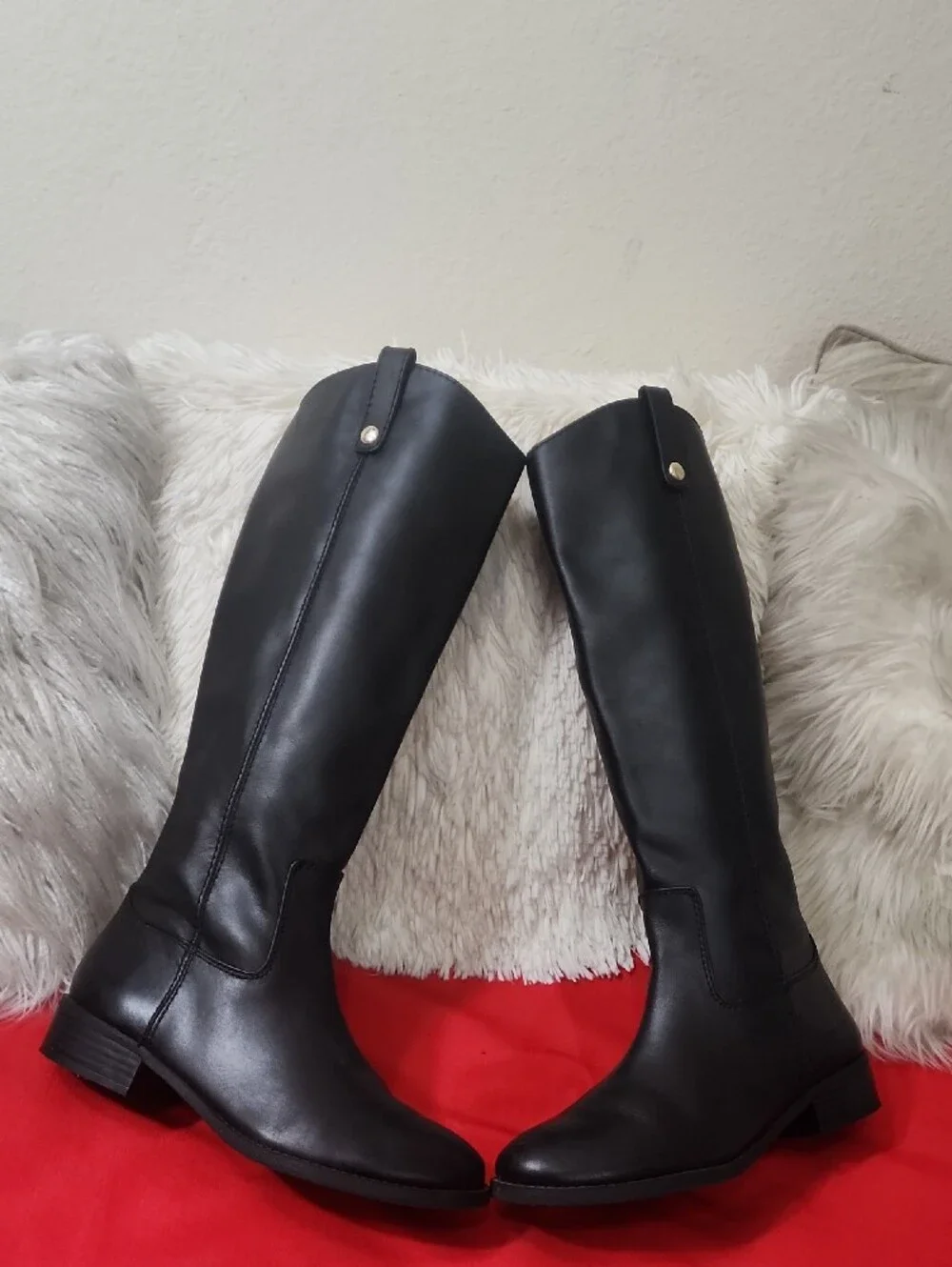 INC Womens Fawne Black Leather Knee-High Boots